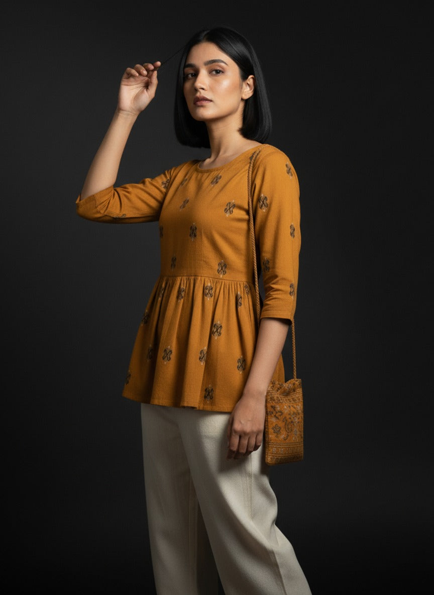 Mustard short Anarkali