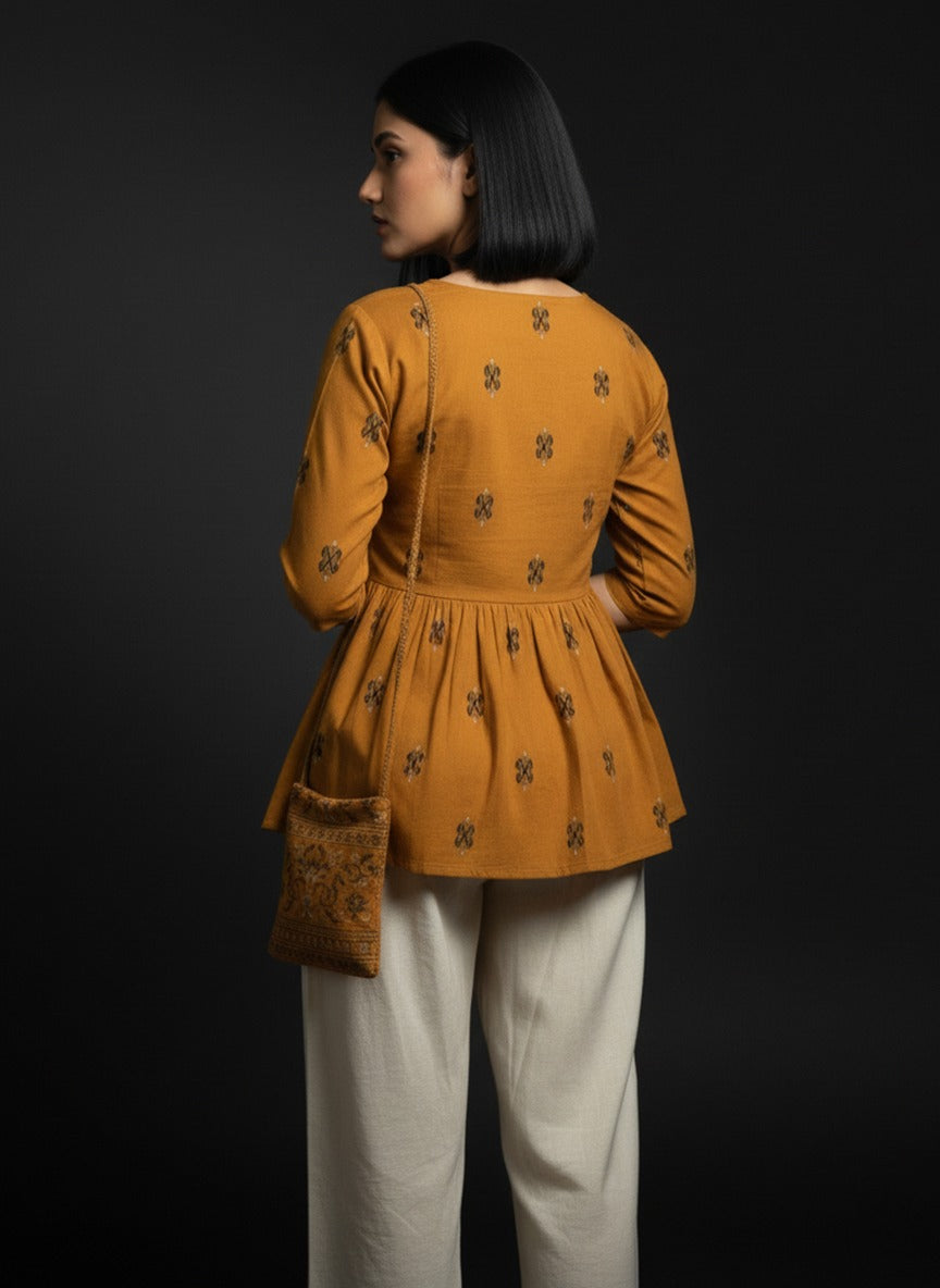 Mustard short Anarkali