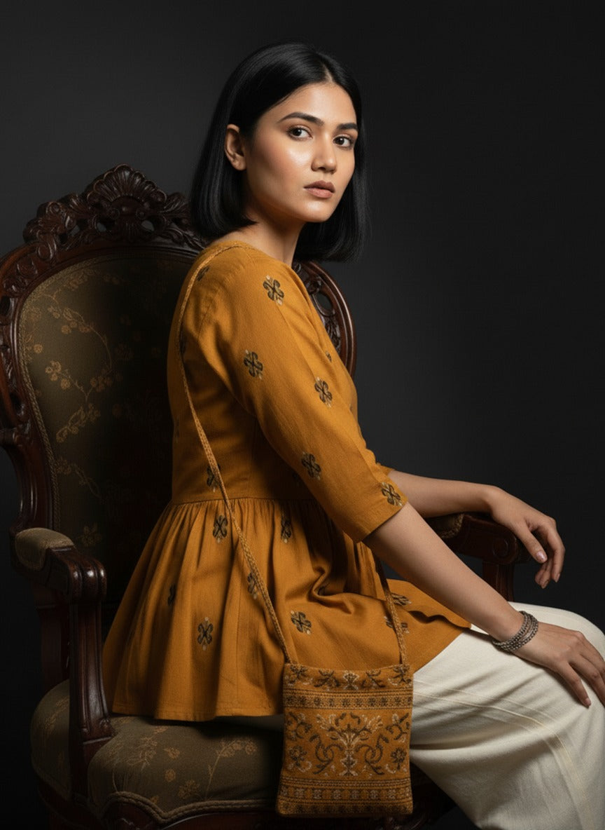 Mustard short Anarkali