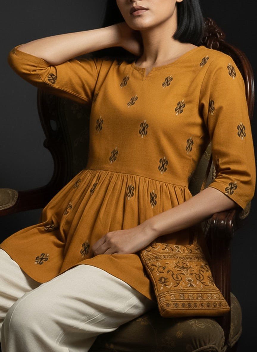 Mustard short Anarkali