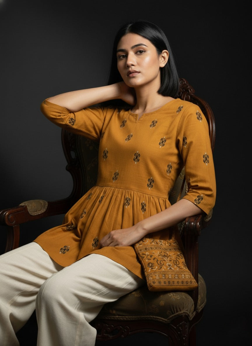 Mustard short Anarkali