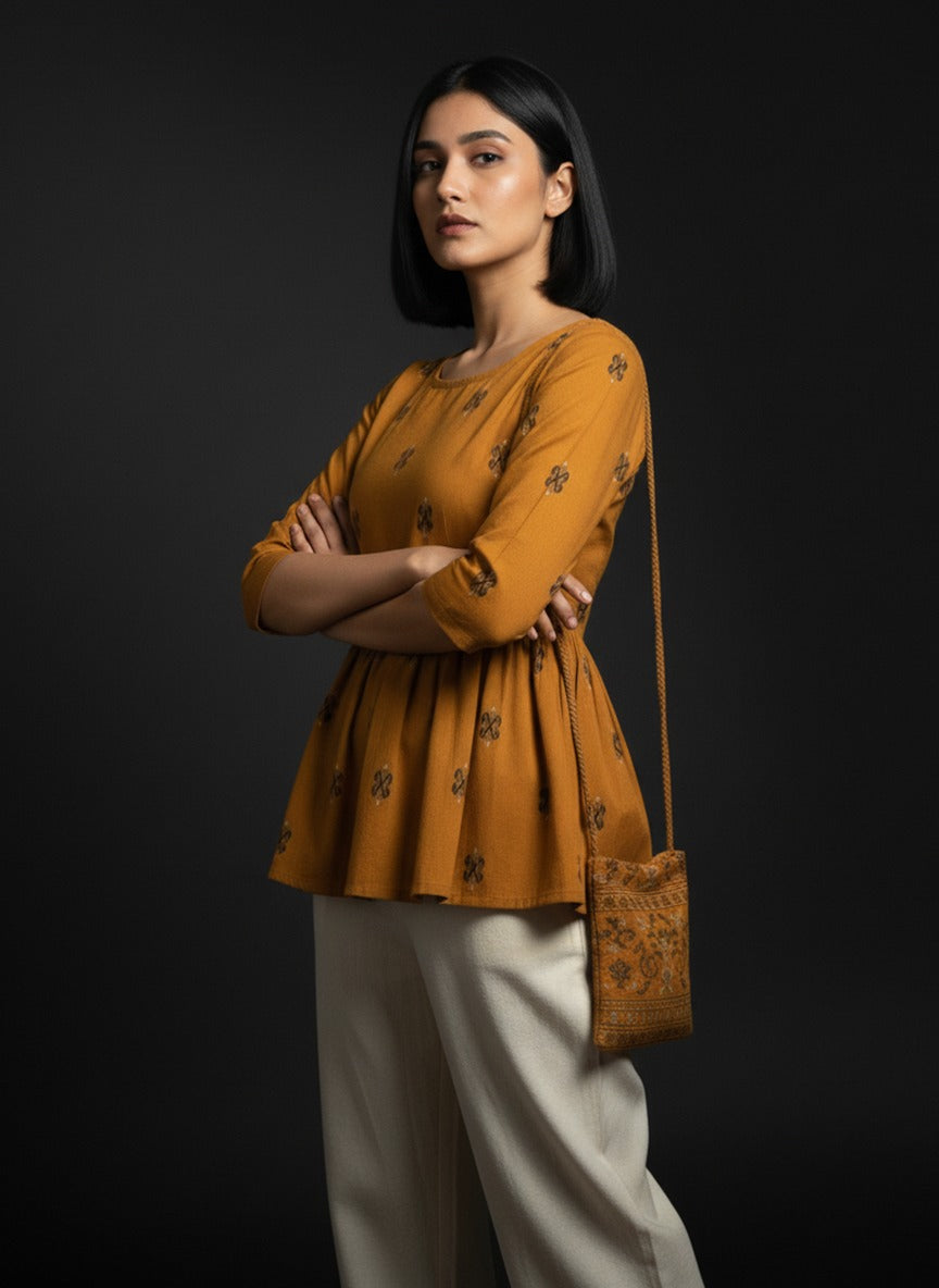 Mustard short Anarkali