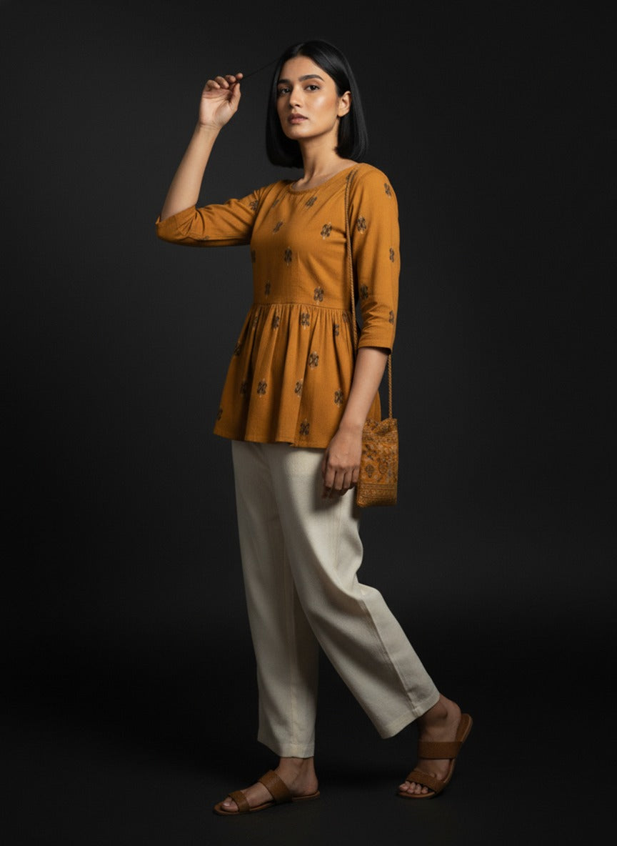 Mustard short Anarkali