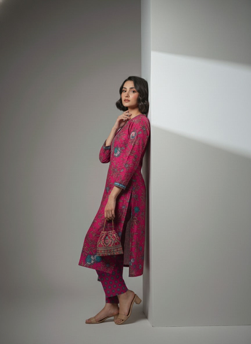 Passionate Pink kurti set view 5