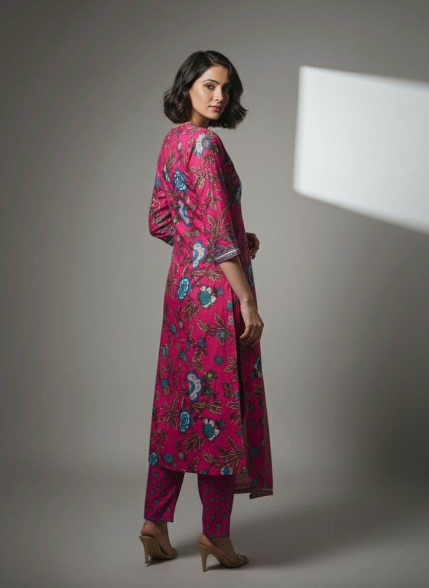 Passionate Pink kurti set view 4