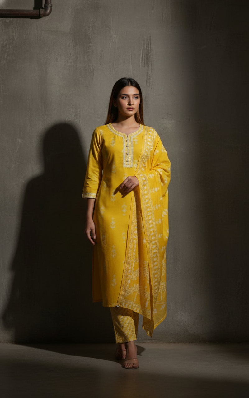 Yellow Cash kurti set