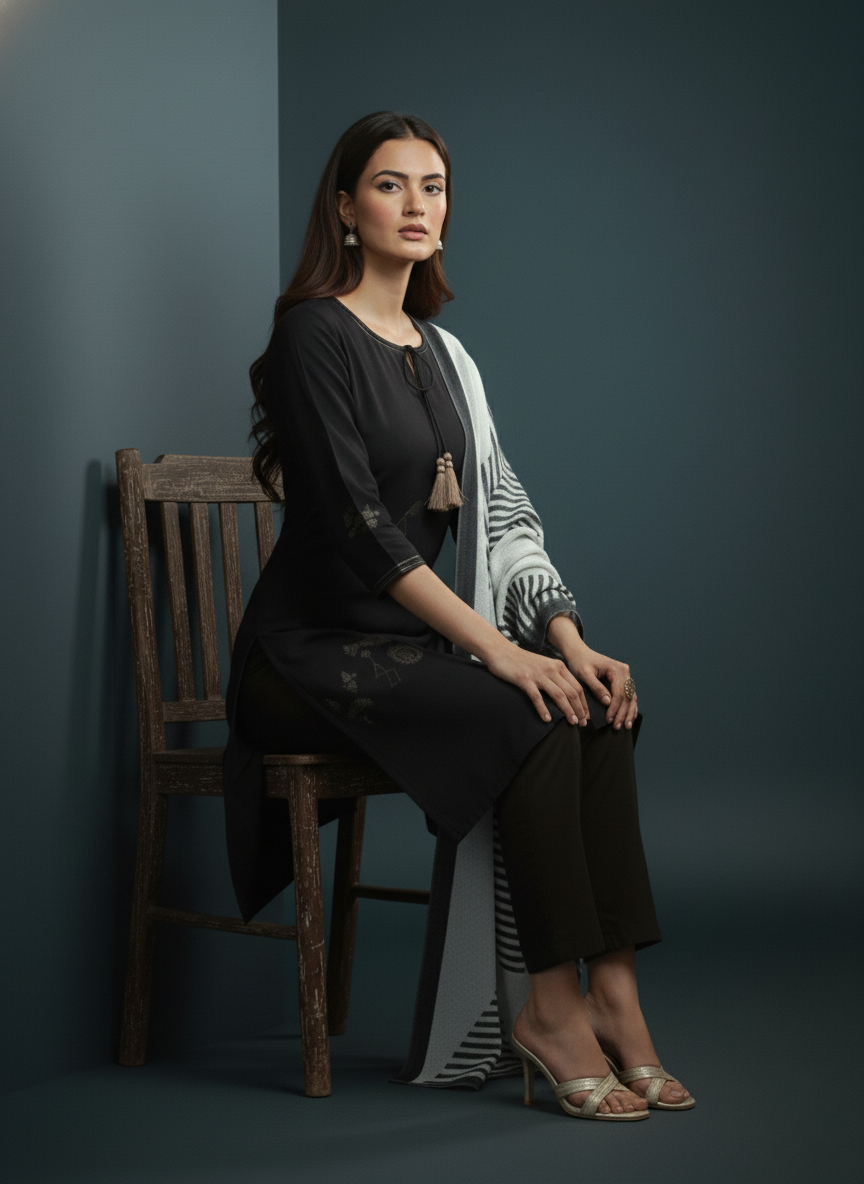 Charcoal’s shadow kurti set