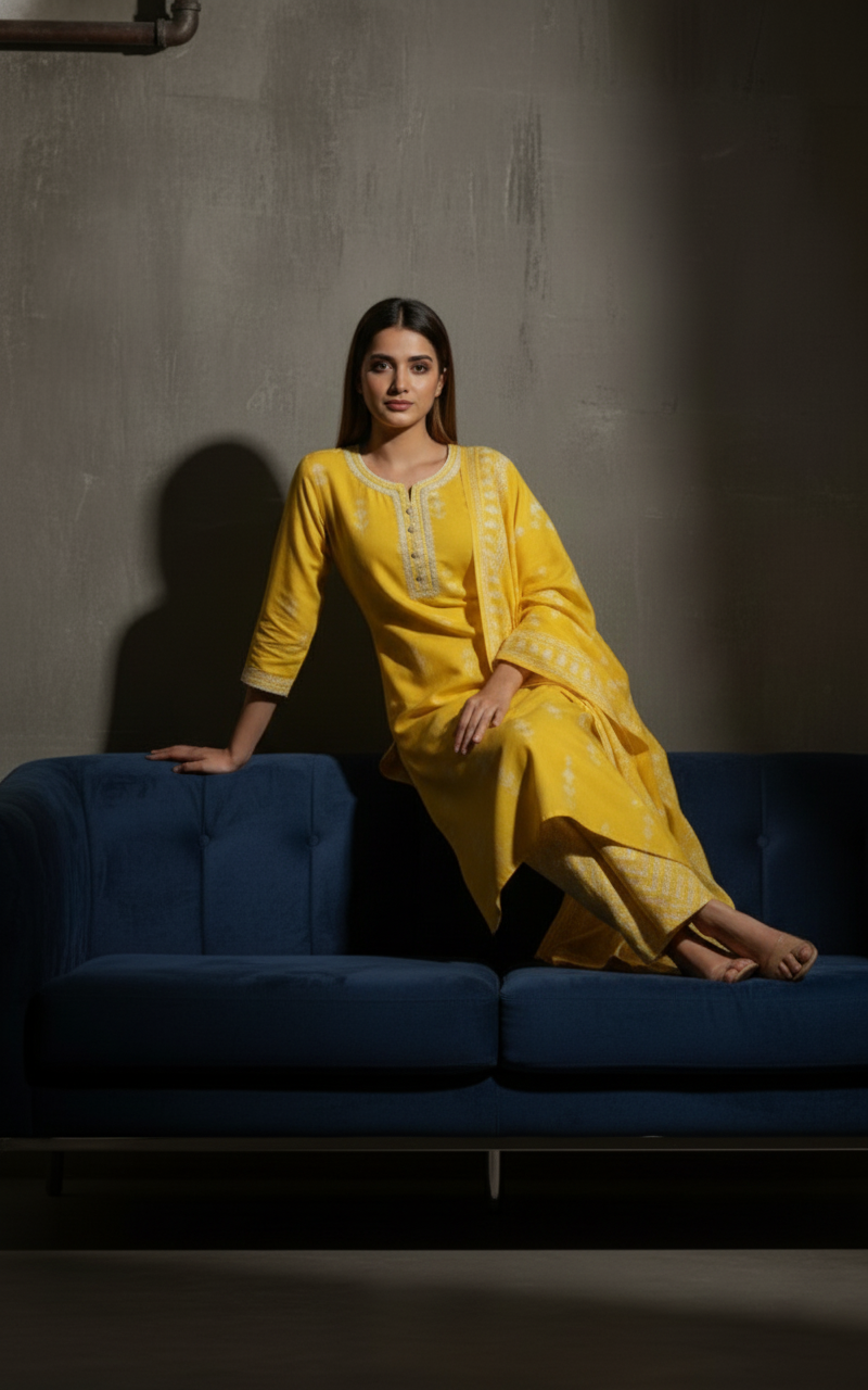 Yellow Cash kurti set
