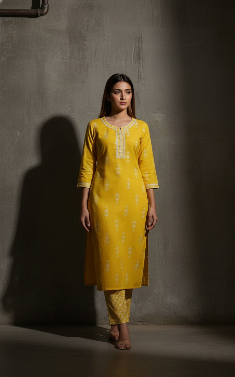 Yellow Cash kurti set