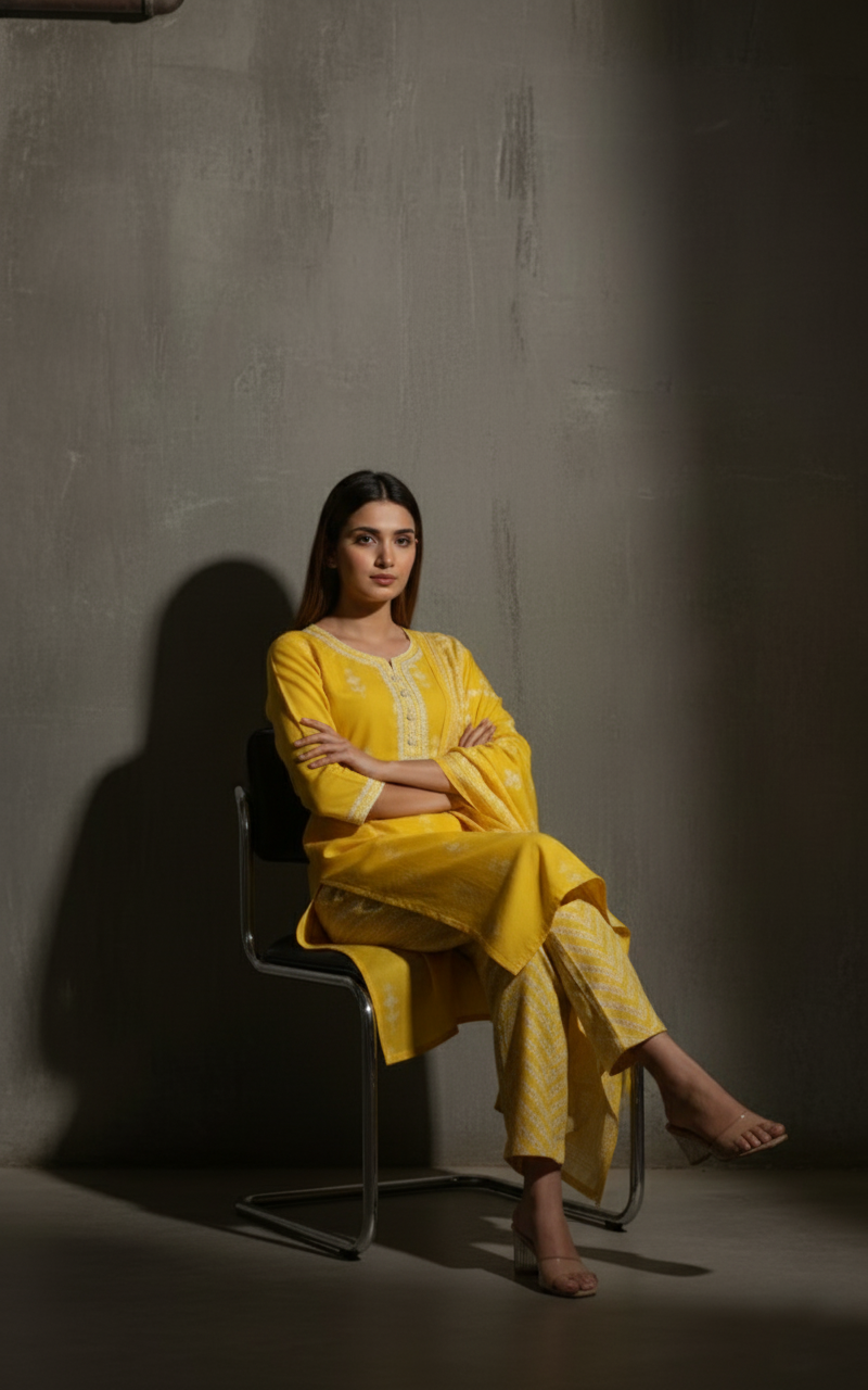 Yellow Cash kurti set