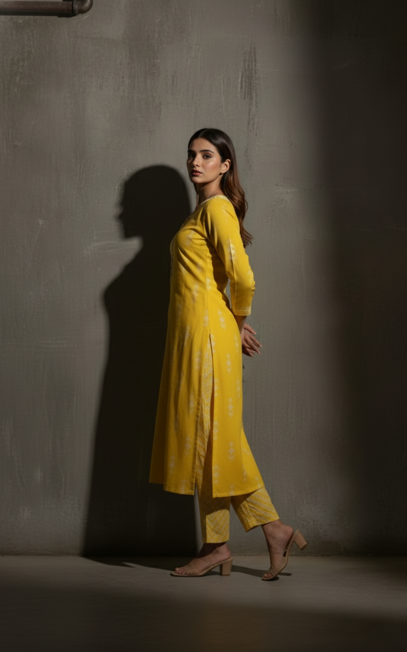 Yellow Cash kurti set