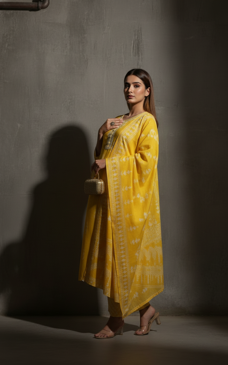 Yellow Cash kurti set