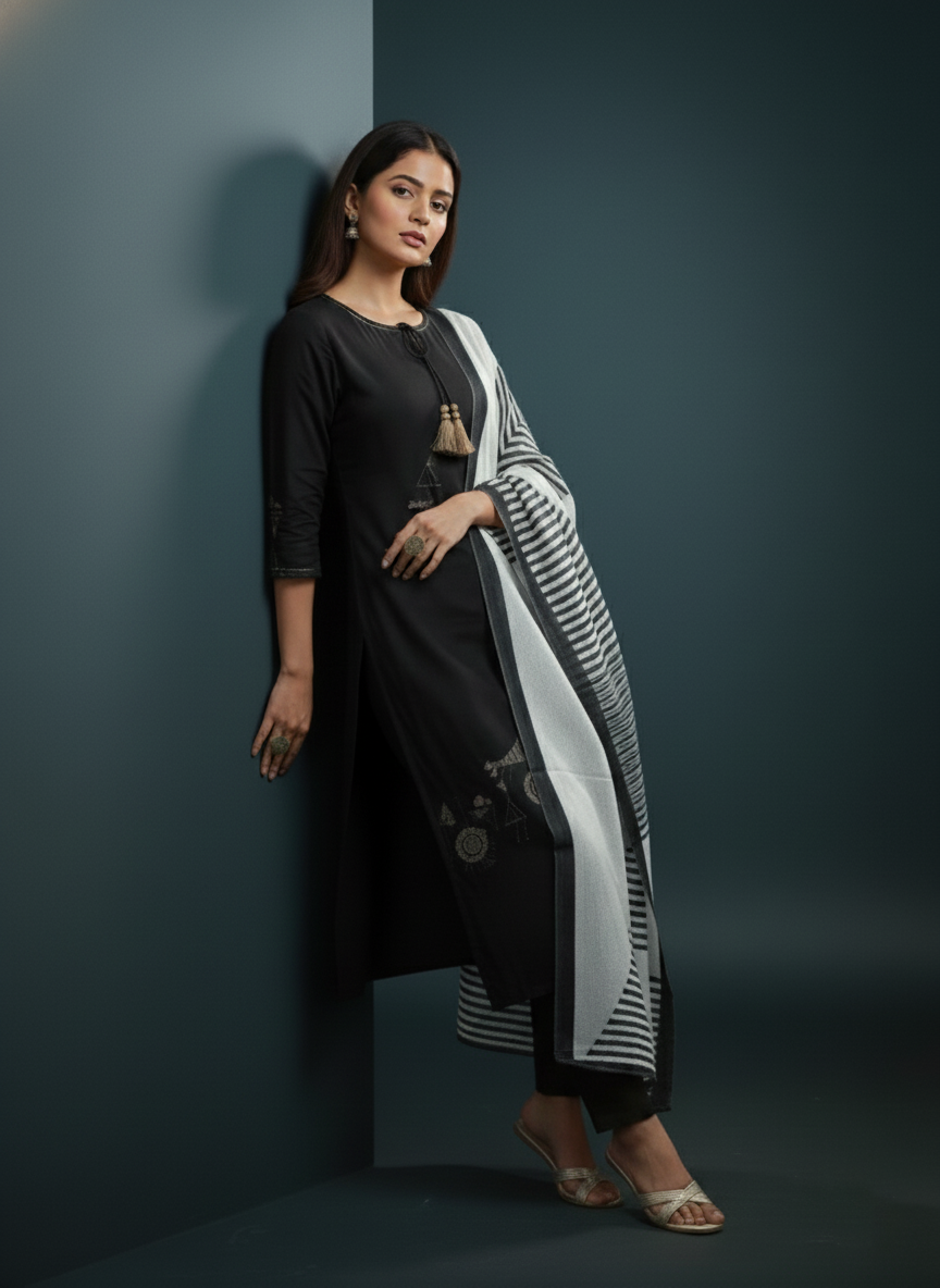 Charcoal’s shadow kurti set