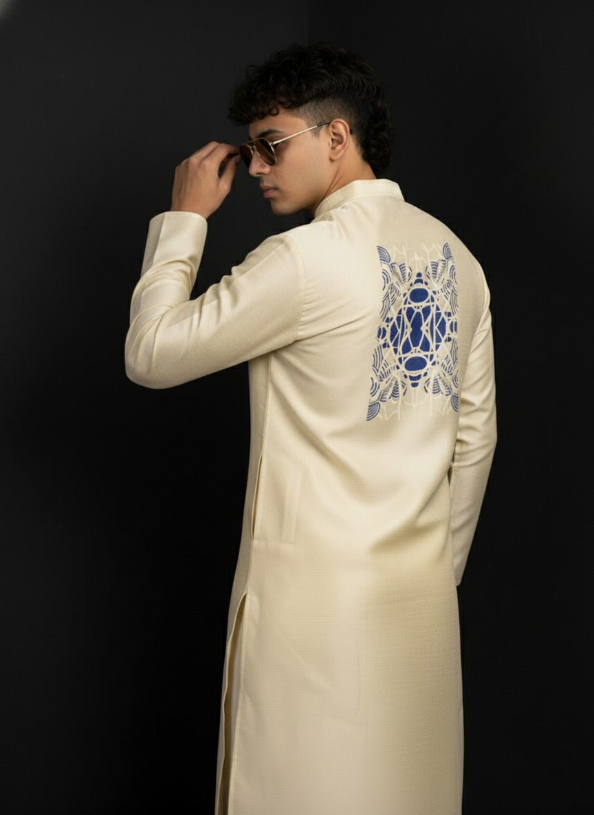 Intricate Cream men kurta